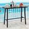 Black Metal Patio Counter Height Table with Footrest, Adjustable Foot Pads
